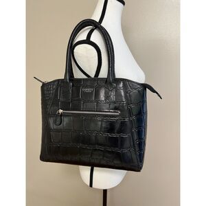 Osprey London black croc embossed leather shoulder bag
